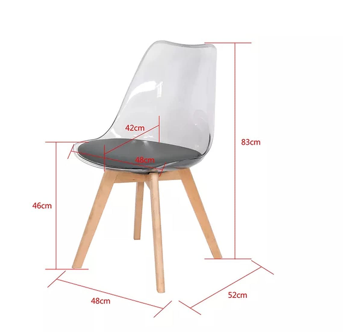 Stylish & Elegant Transparent Crystal Clear Chair with Cushion for Comfort. 1 Pcs