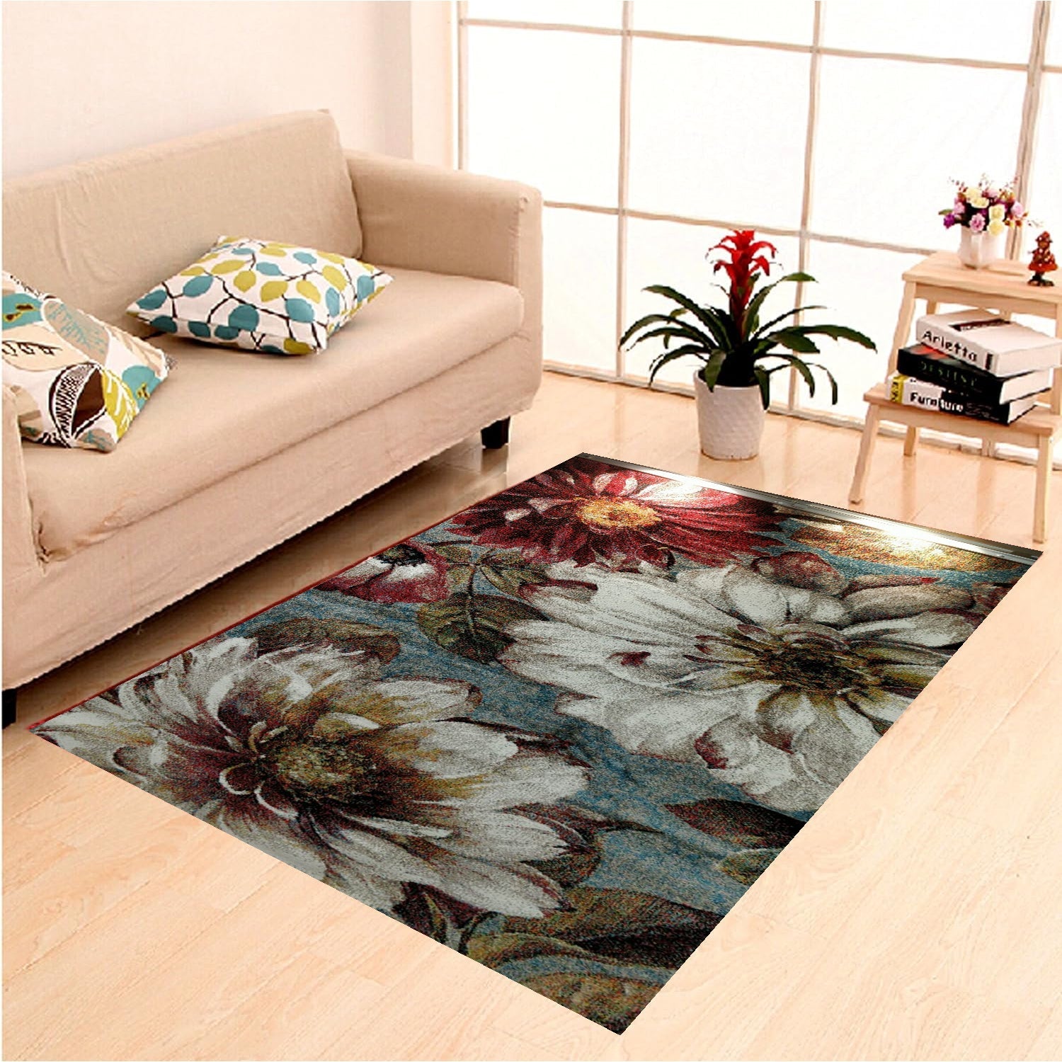 FLORAL PATTERN CARPET MADE IN TURKEY 122X183 CM(4x6feet)