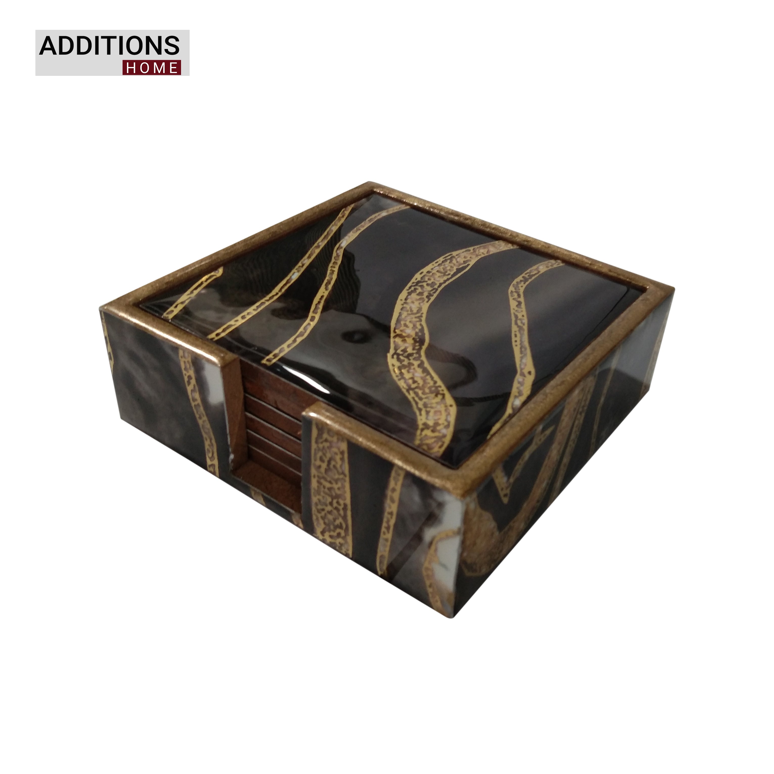 Beautiful Designer Printed Coasters Set of 6 PCS (MDF Wooden, 9.5x9.5 cm, Square)