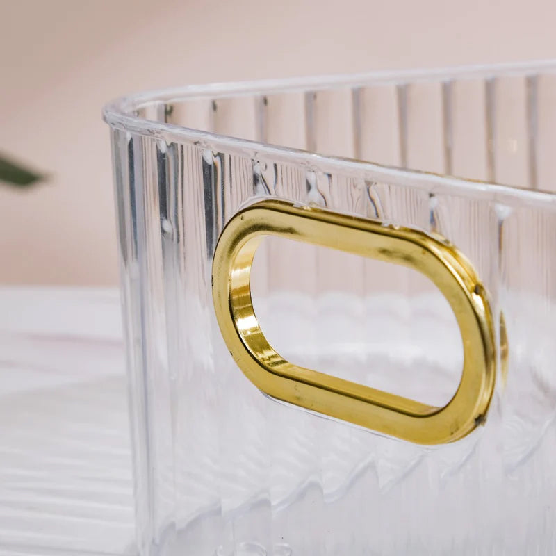 Ribbed Storage Organizer Transparent 14x9.5x3.5 Inch. 1 Pcs