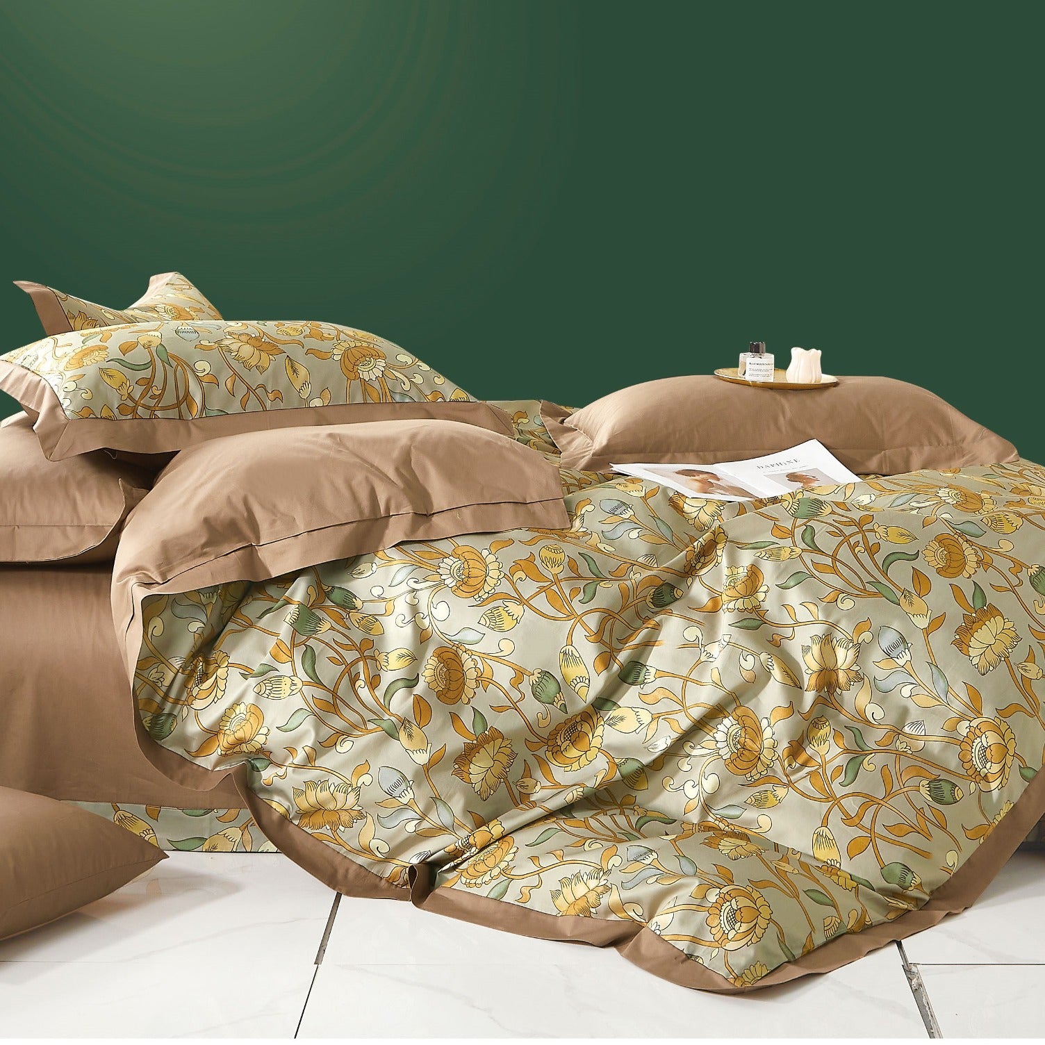 100% Pure Cotton 400 TC King Size Double Bedsheet Digital Print - 275 X 275 CM with 2 Pillow Covers - 3 Pcs Set