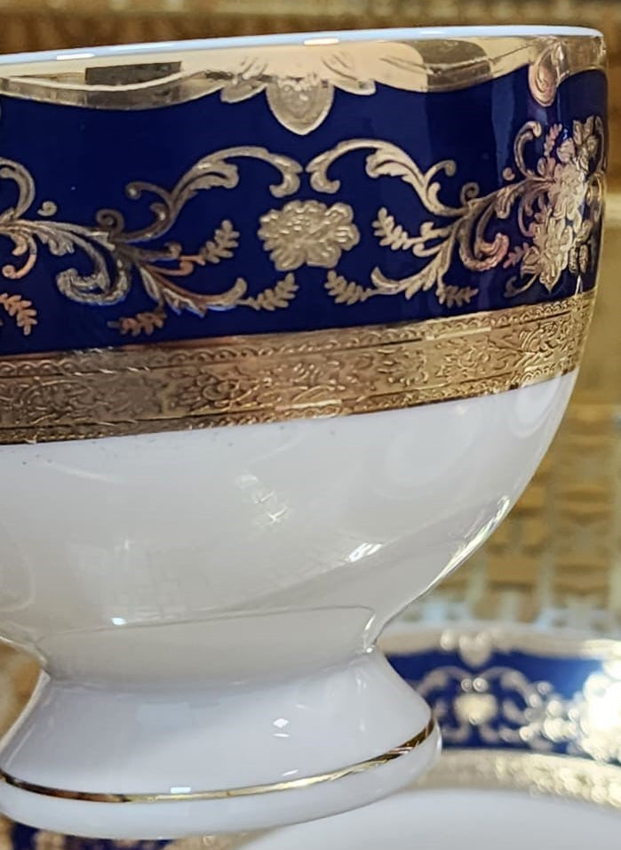 Luxury Embossed Gold Plated Cup & Saucer Royal Style Bone China, Set Of 6 (MADE IN JAPAN)