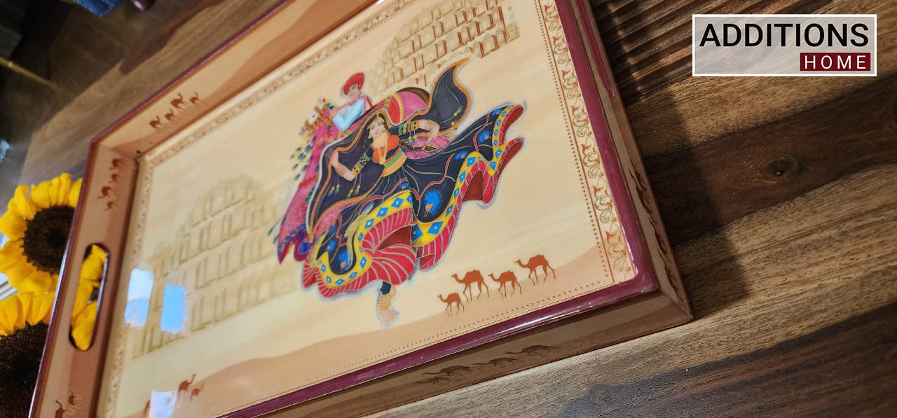 PRINTED MULTIPURPOSE TRAY SERVING TRAY TABLE DECOR DIWALI GIFT DECORATIVE TRAY