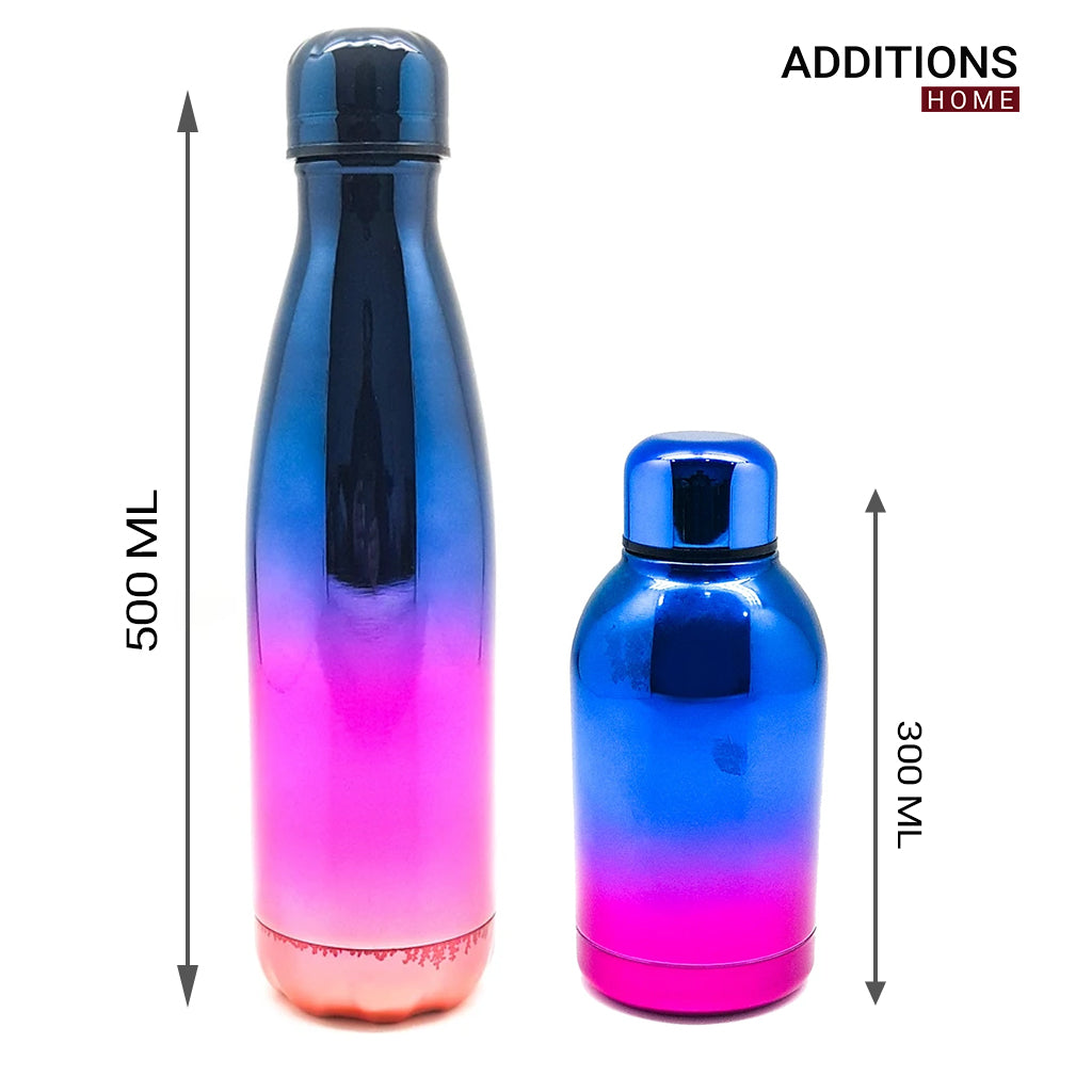 Stainless Steel Vacuum Insulated Water Bottle | Leak-Proof Double Walled Bottle Capacity of 500 ML & 300 ML Set Of 2