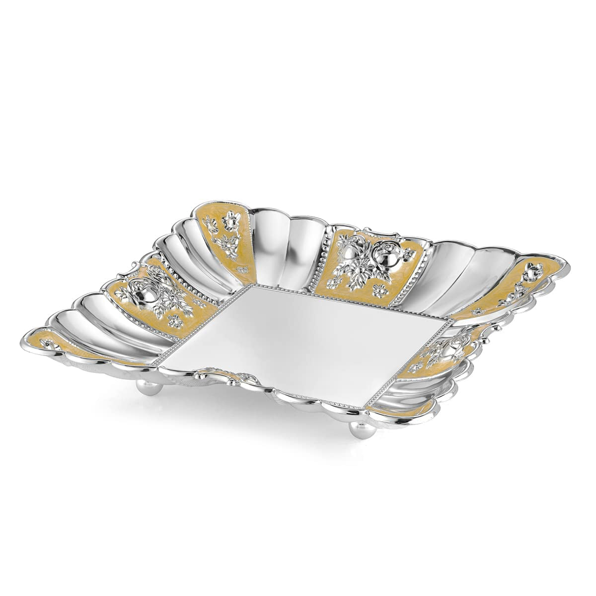 German Silver Square Shape Designer Fancy Metal Tray. (12x12 Inch )