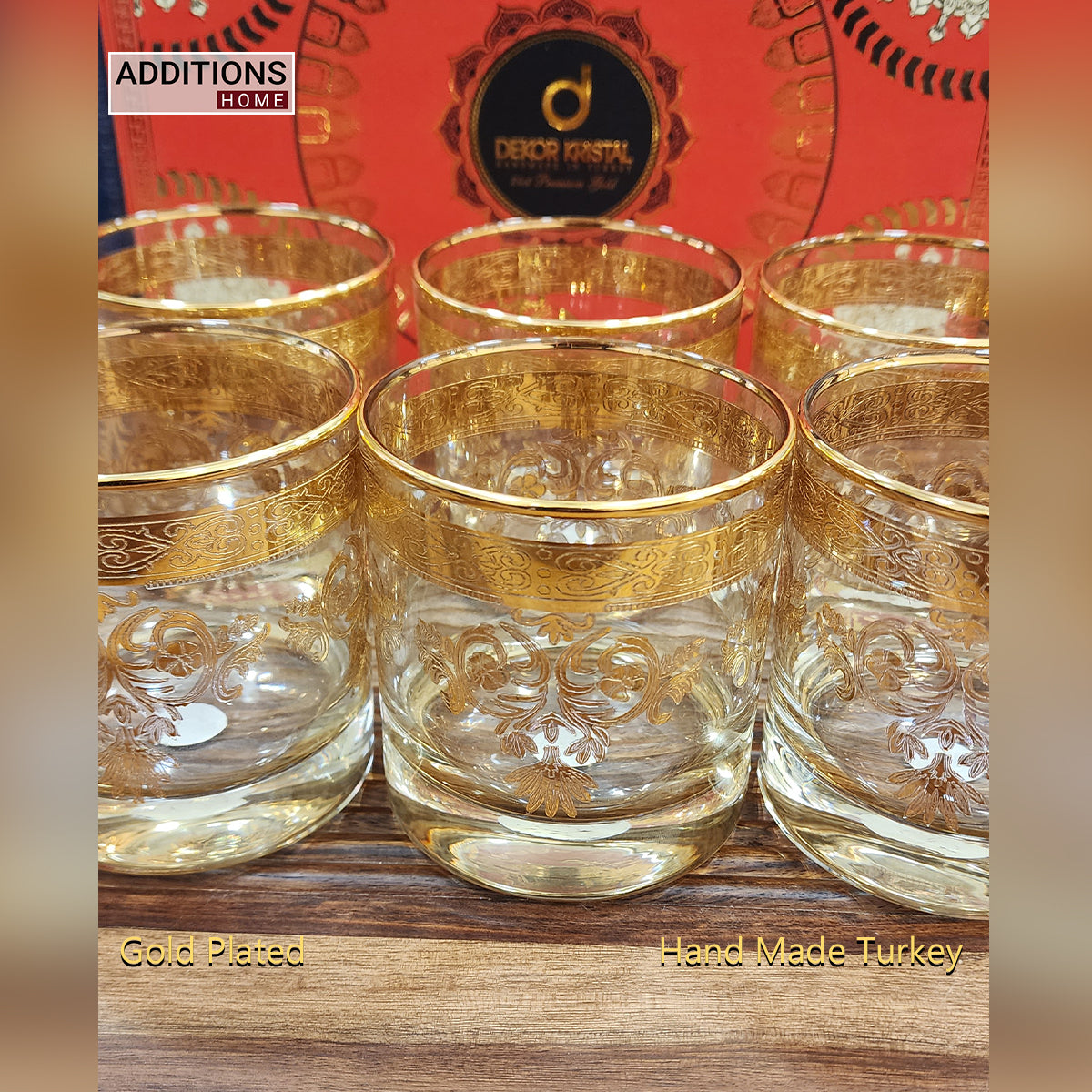 Hand Crafted Gold Plated Whiskey Glasses Capacity: 360 ML, for Home and Kitchen - Ideal Gift for Housewarming