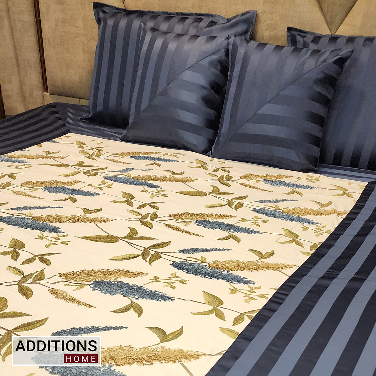 Intricately Embroidered Bedcover, Dressed With Satin Borders To Make Your Room Look Royal (King Size) Set of 5