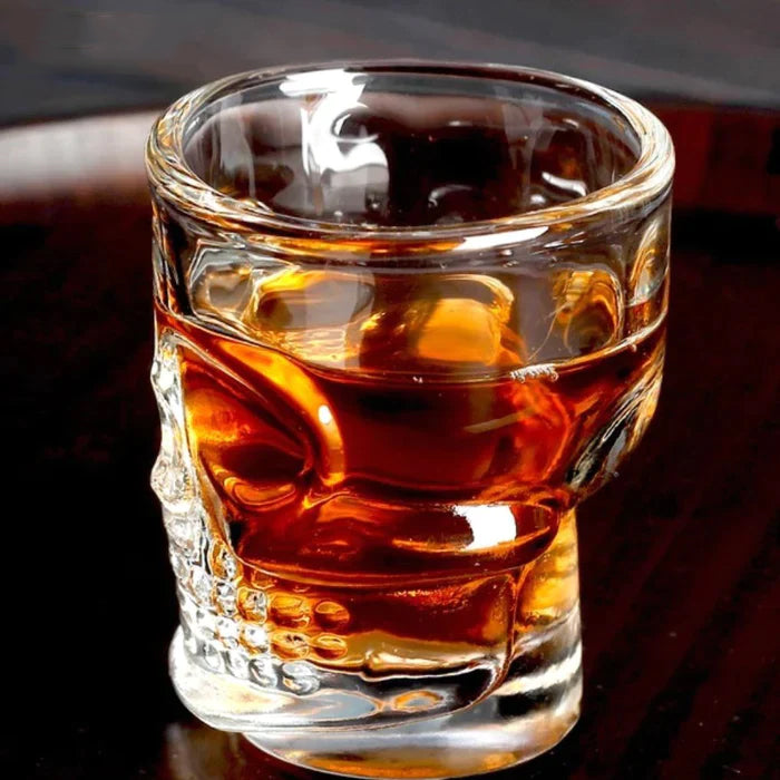 SKULL SHAPE CRYSTAL CLEAR GLASS SHOT GLASS SET OF 6 PCS 65 ML