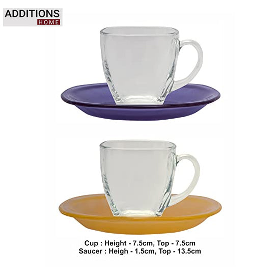 Rainbow Cup and Saucer Set, 12 Pieces, Multicolor, 220ml