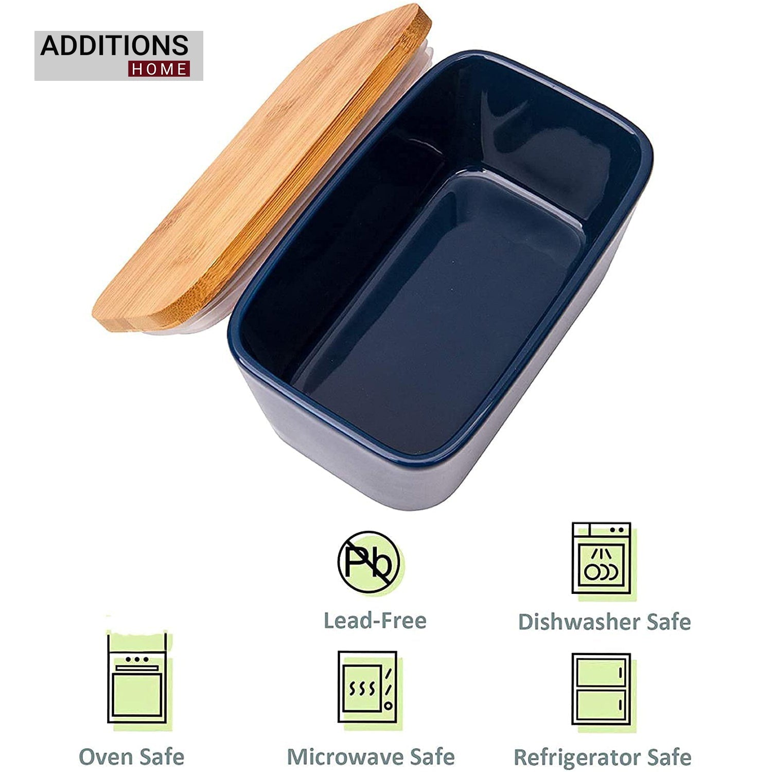 Butter Dishes Box Premium Quality Elite Range Heavy Fine Porcelain Butter Box,Butter Dish with Wooden Top Cover,Lid with a Knife -600 ML