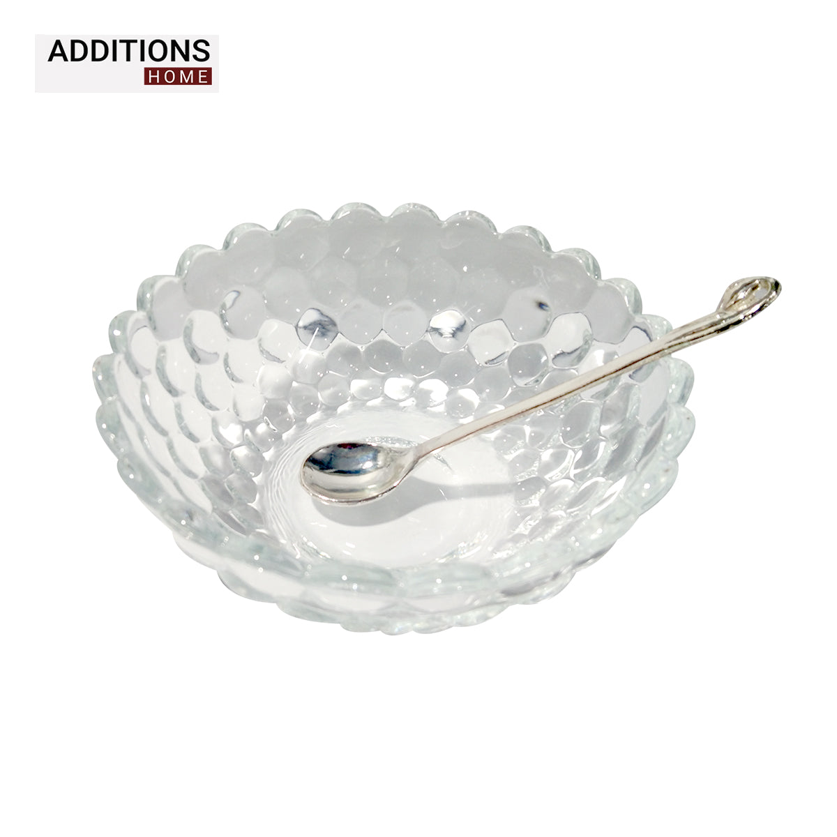 German Silver, Glass Fruit & Vegetable Basket ,16.5cmx16.5cmx19cm.