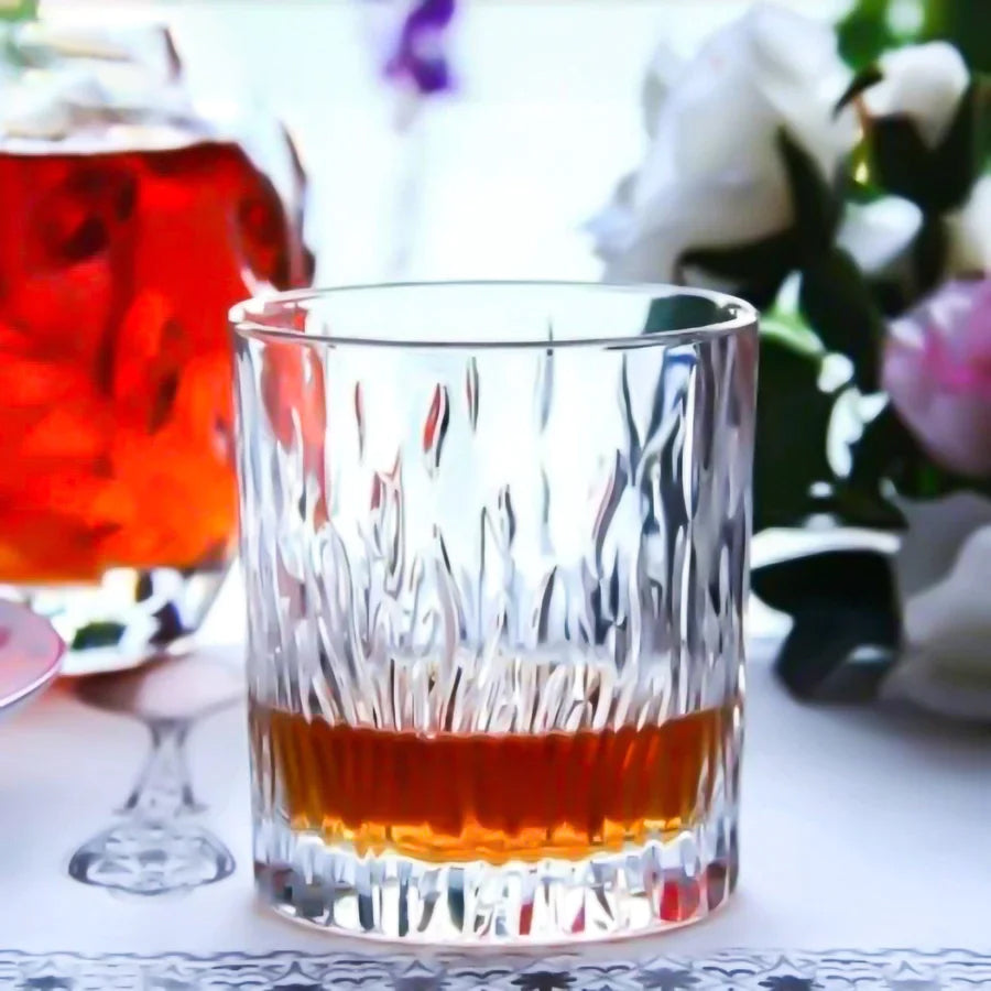 RCR (Made in Italy) Fire Crystal Short Whisky Water Tumblers Glasses, 340 ml, Set of 8