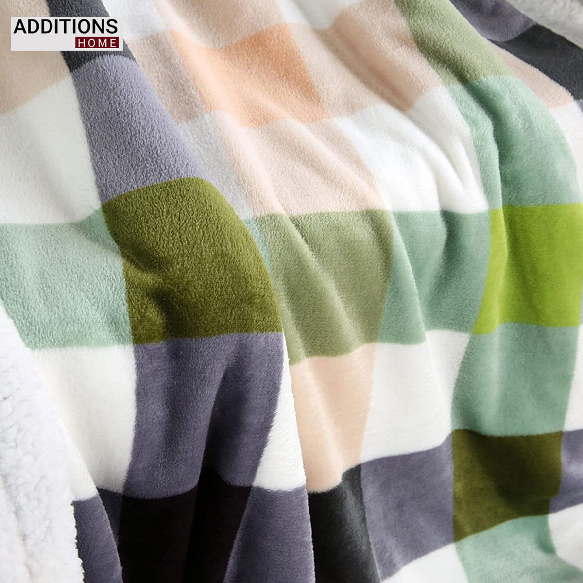 Printed Winter Mink Warm Blanket with Sherpa Back Double Bed 220 x 240 Cms