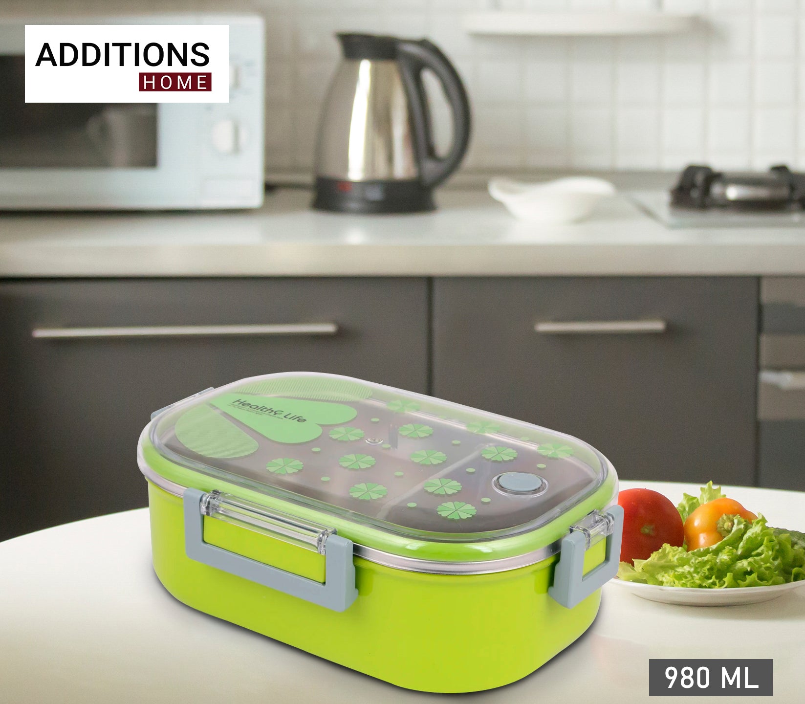 Stainless Steel Insulated 2 Grid Lunch Box Size: 6541 980ml