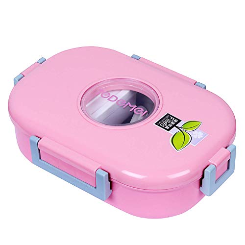 Insulated Rectangle Lunch Box Stainless Steel Inside and P.P Outside (710ml), 6951, Pink