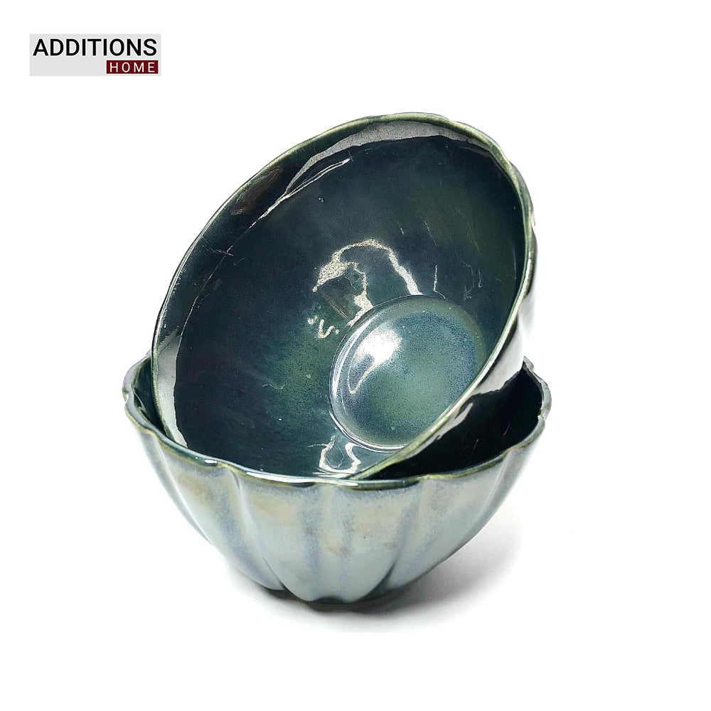 Metallic Green Stone Serving Bowls (Set of 4)