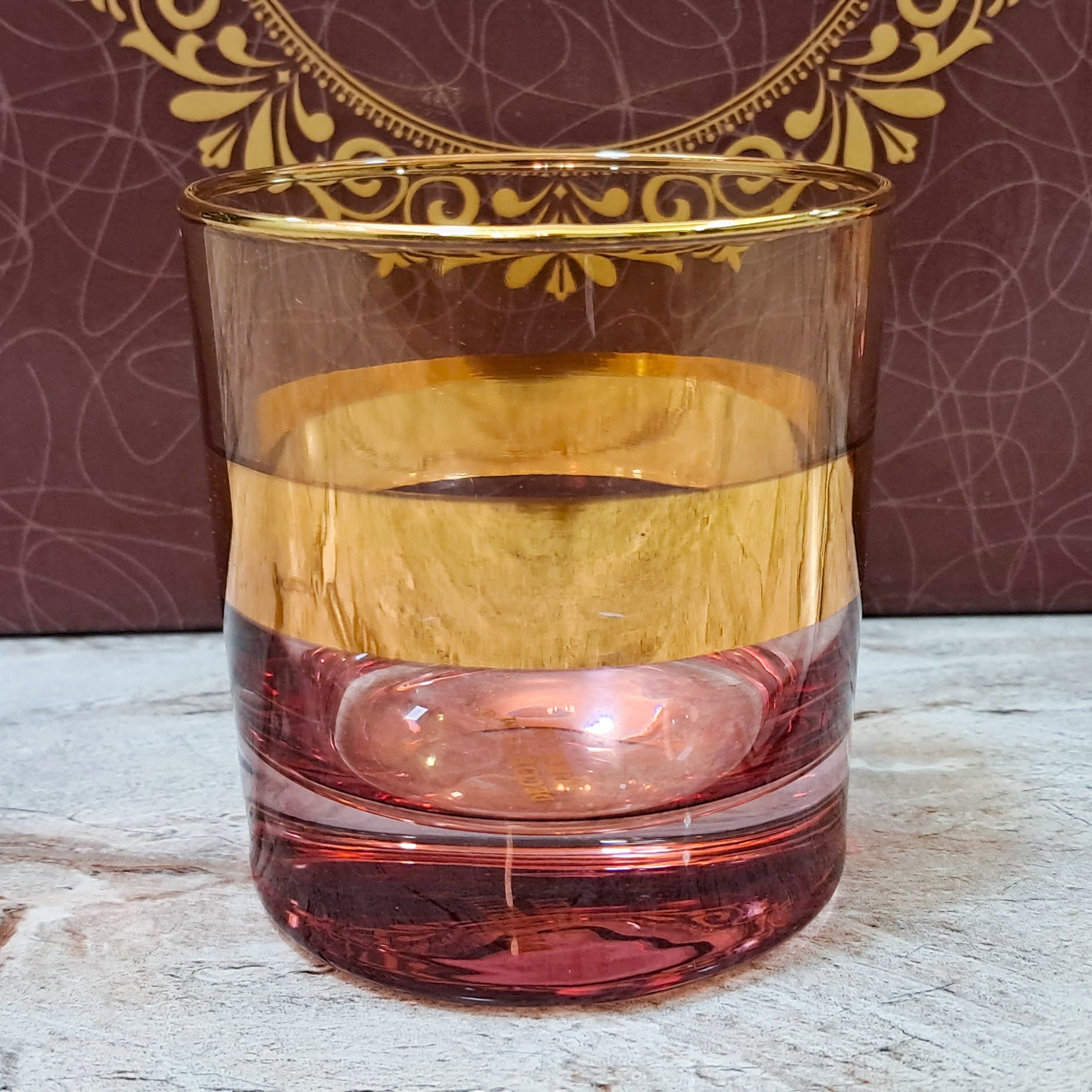 Hand Crafted Gold Plated Whiskey Glasses, Capacity: 360 ML for Home and Kitchen - Ideal Gift for Housewarming