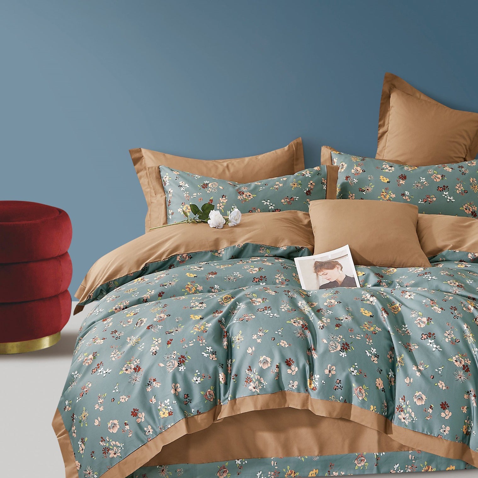 100% Pure Cotton 400 TC King Size Double Bedsheet Digital Print - 275 X 275 CM with 2 Pillow Covers - 3 Pcs Set