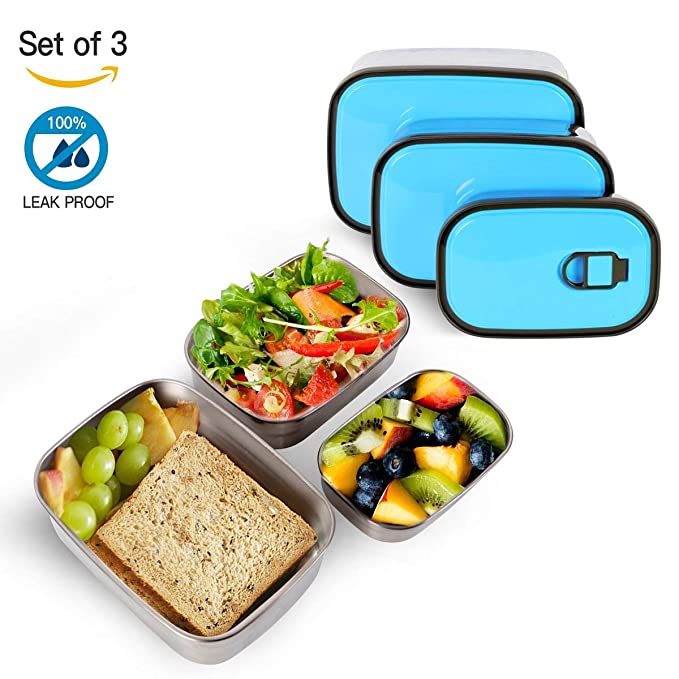 Stainless-Steel Leak-Proof Lunch Box for Office , Airtight Tiffin Box for Boys & Girls Set of Three.