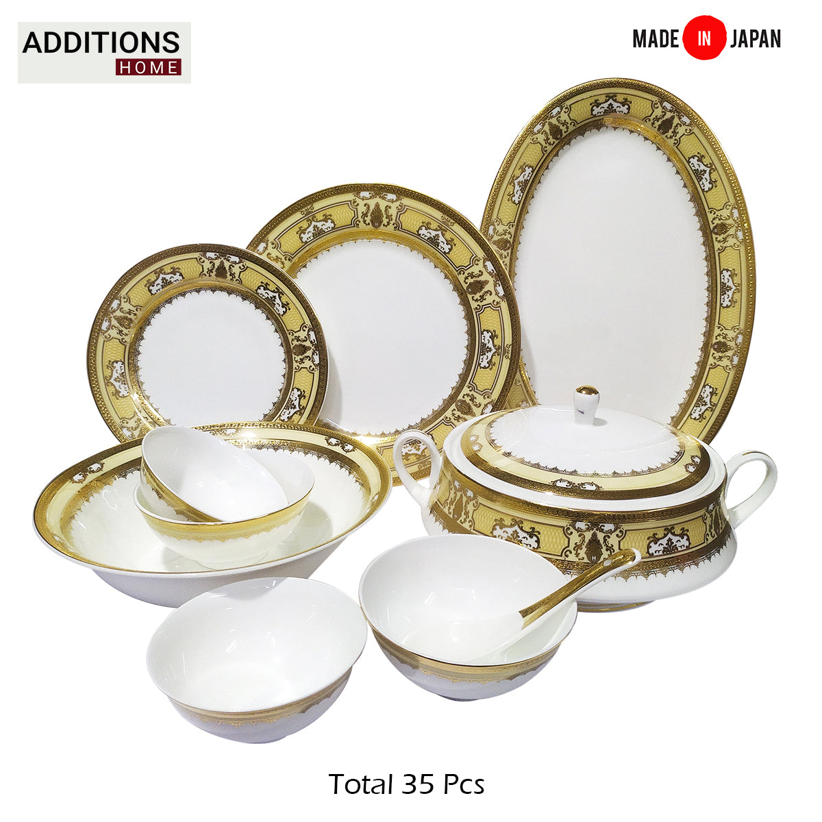 Fine Bone China Dinner Set 24K Real Gold Plated 35 PCS.