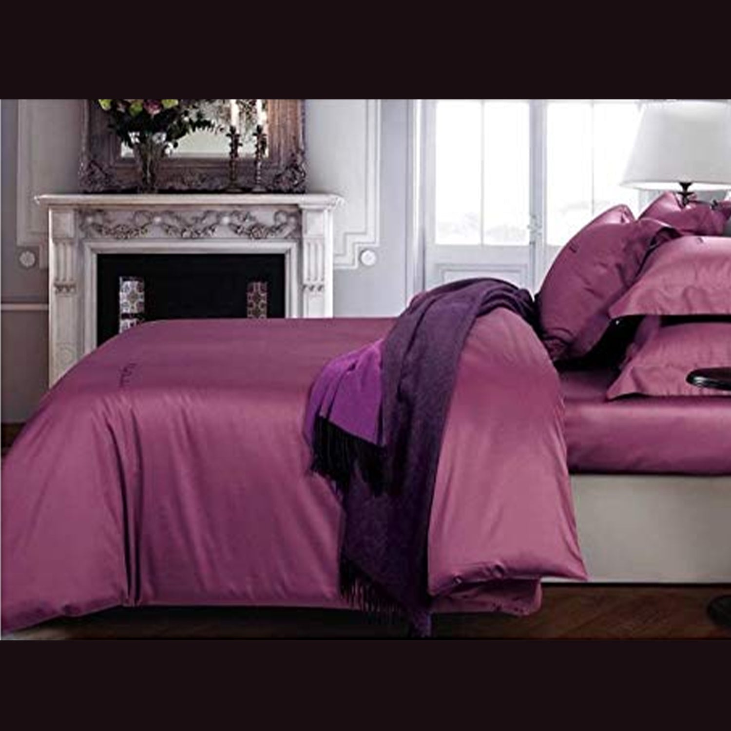 100% Cotton Tencel 600 Tc Super King Size 108" X 108" Double Bedsheet and 88" X 96" Duvet Cover with 2 Pillow Covers - 4 Pcs Set