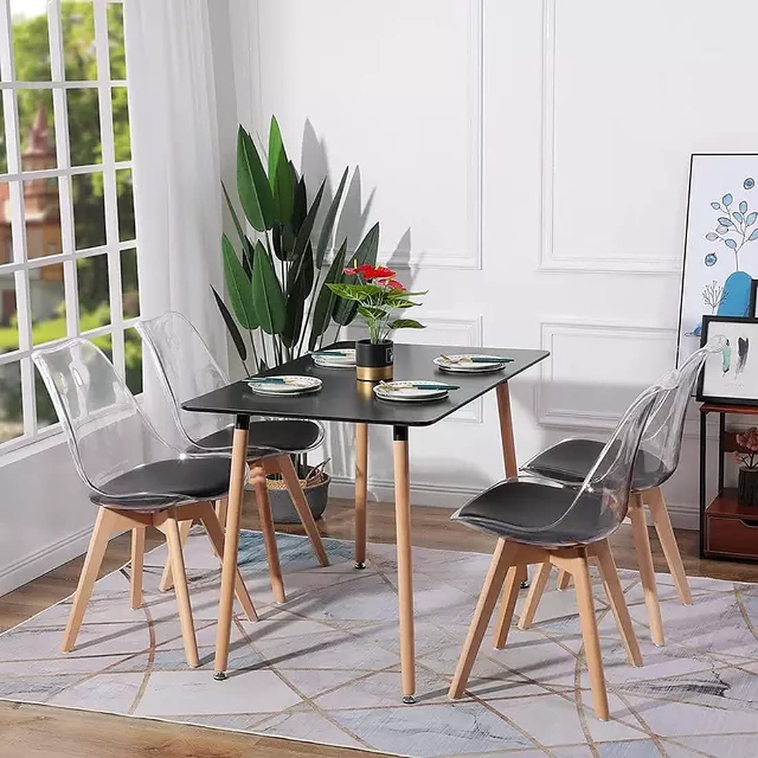 Stylish & Elegant Transparent Crystal Clear Chair with Cushion for Comfort. 1 Pcs