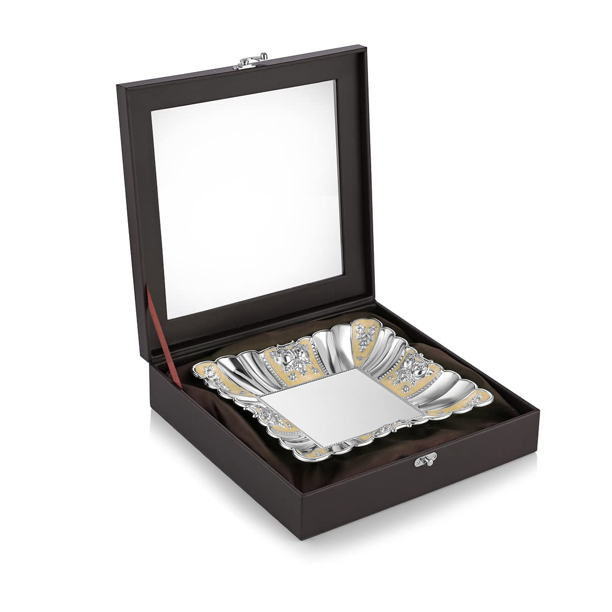 German Silver Square Shape Designer Fancy Metal Tray. (12x12 Inch )