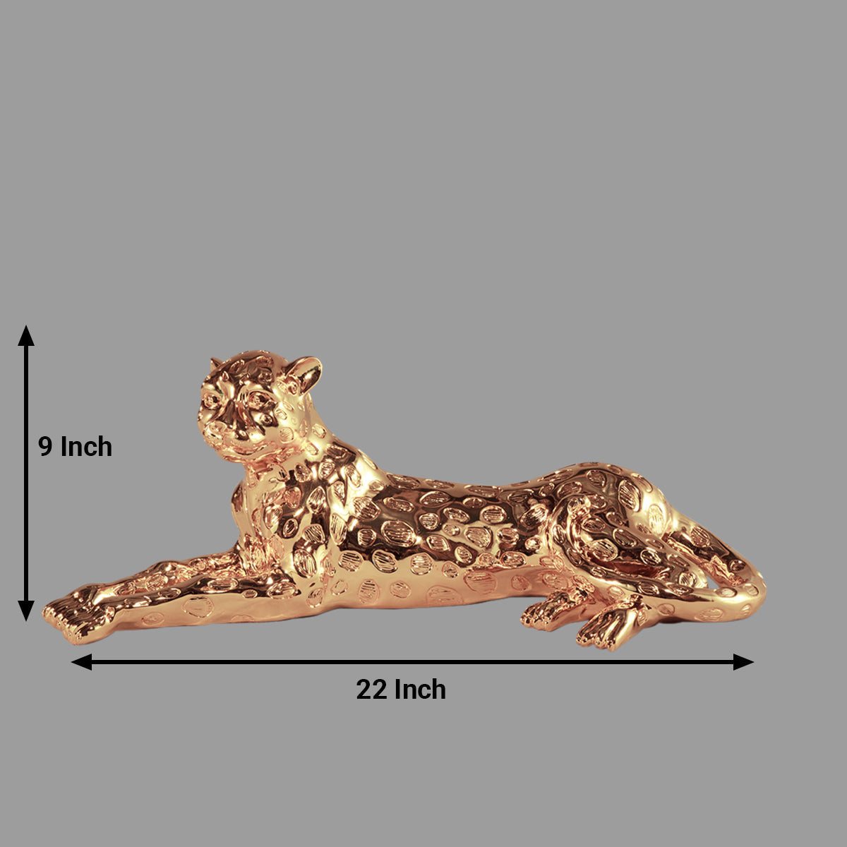 Rose Gold Wild Animal Leopard Sculpture Resin Craft, Living Room Study Leopard Decoration 22x9 Inch