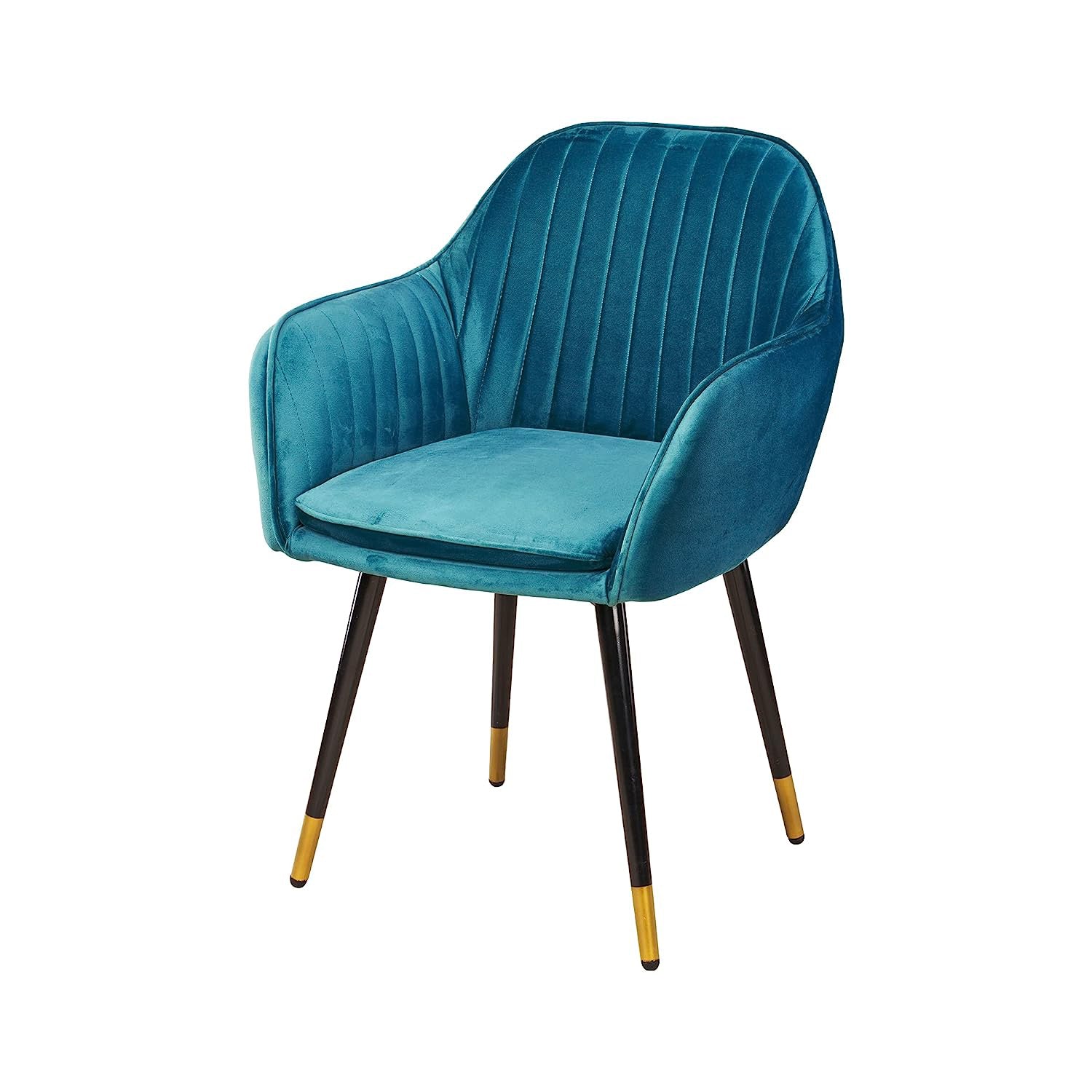 Velvet Dining Chair, Metal Legs Bracket, for Living Room Kitchen and Breakfast Armchair