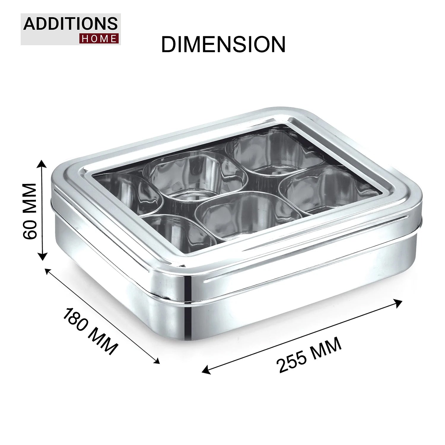 Dry Fruit Cum Spice Box- 6 Square Plain