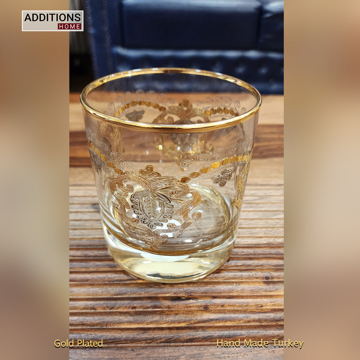 Hand Crafted Gold Plated Whiskey Glasses Capacity: 360 ML, for Home and Kitchen - Ideal Gift for Housewarming