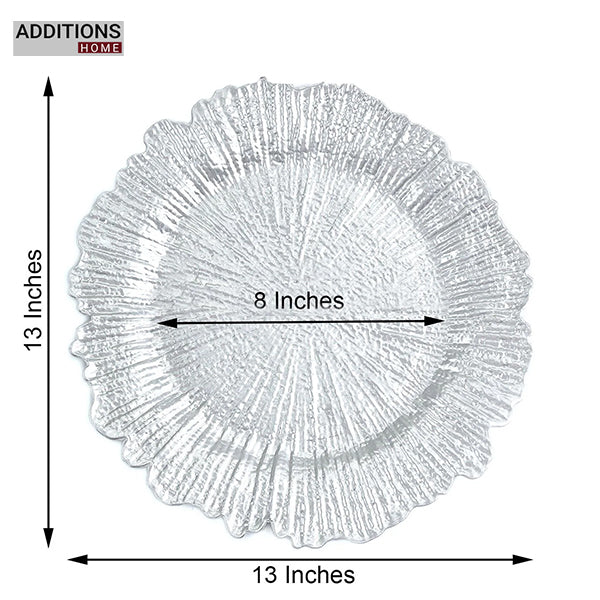 1 Pcs , 13" Round Full Silver Glass Charger Plates