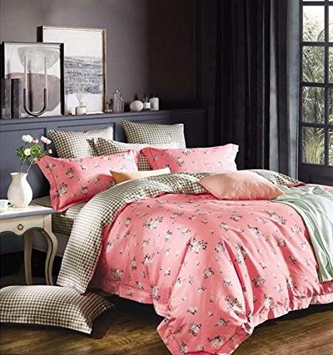 100% Cotton Tencel 600 Tc Super King Size 108" X 108" Double Bedsheet and 88" X 96" Duvet Cover with 2 Pillow Covers - 4 Pcs Set