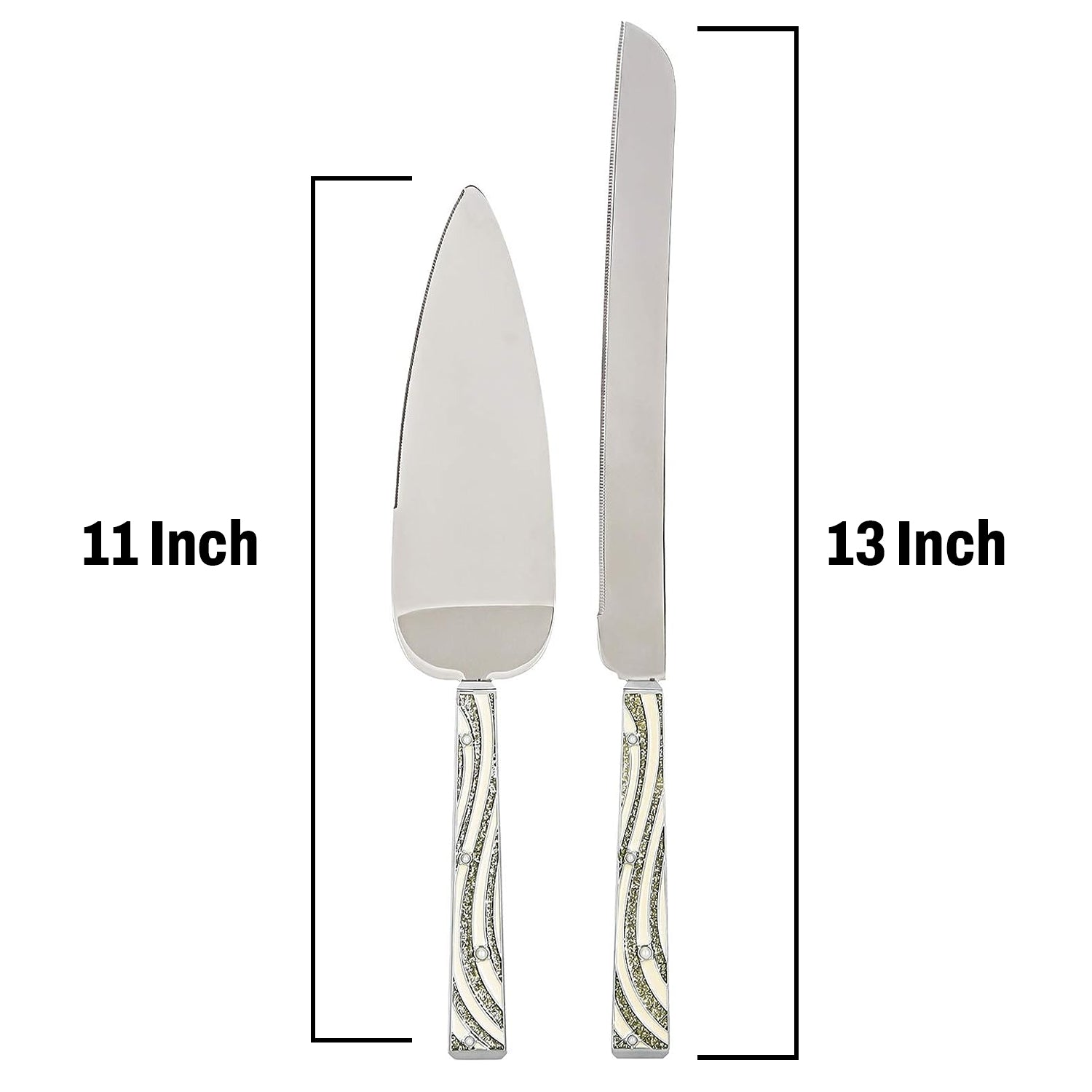 Stainless Steel Cake Knife And Server with designer Handle set of 2