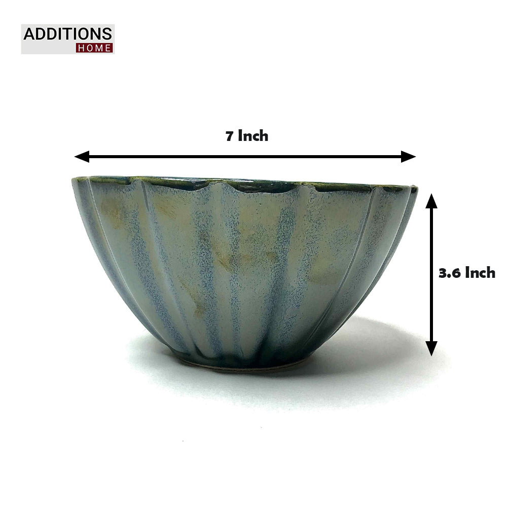 Metallic Green Stone Serving Bowls (Set of 4)