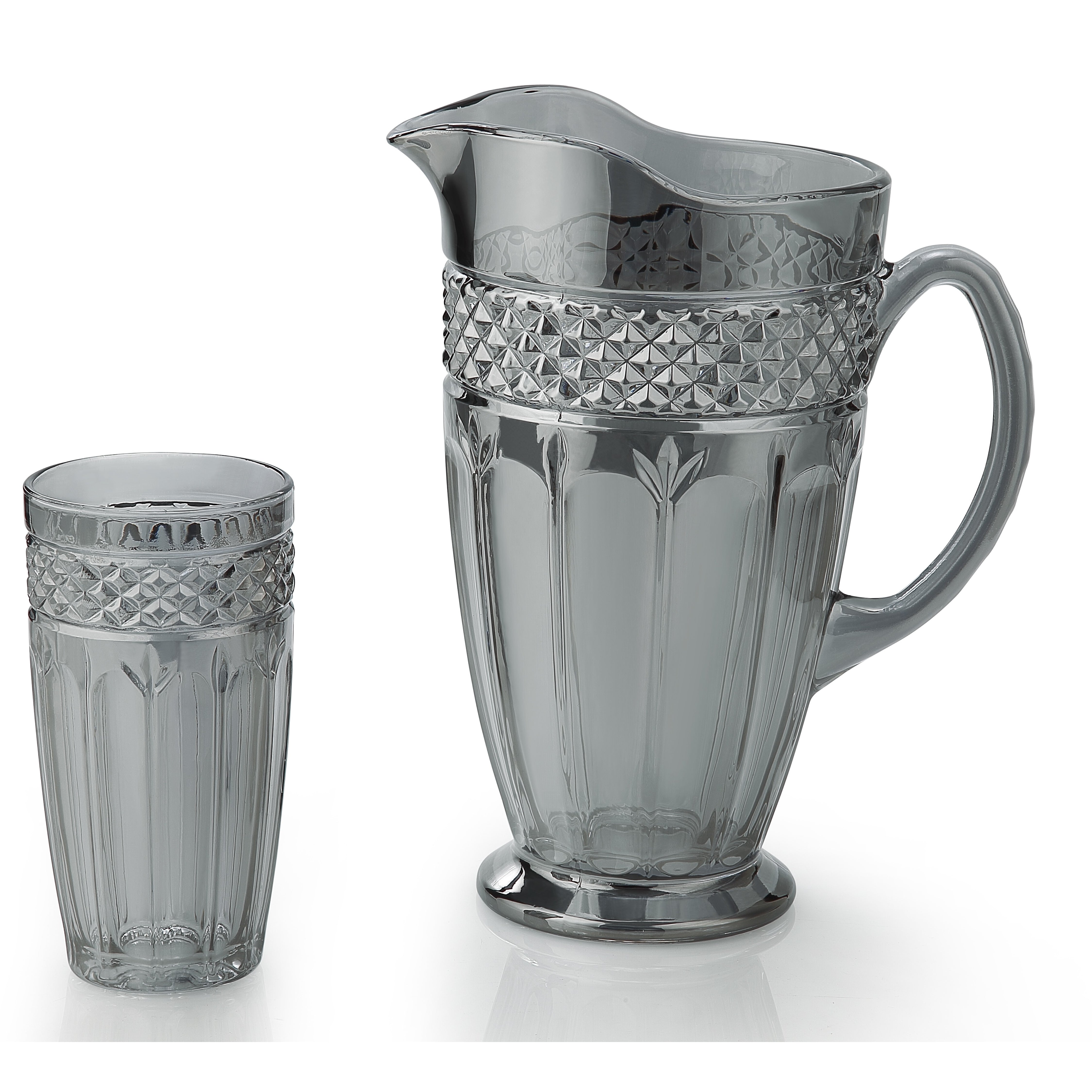 Hand Crafted Jug 1750 ml, With Long Glasses 370 ML, for Home and Kitchen Set of 7