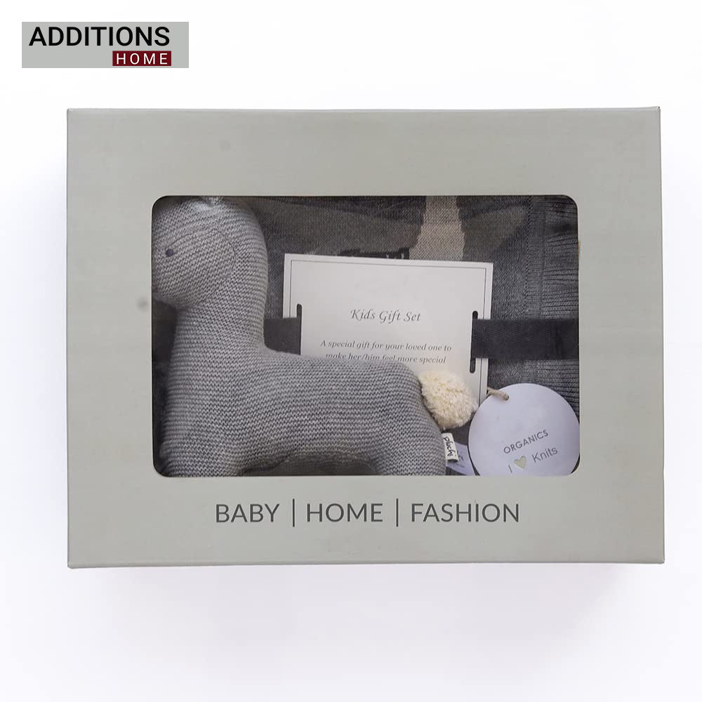Sweet Lama Gift Bundle- (Set of 2 - Blanket & Soft Toy ) in Light Grey