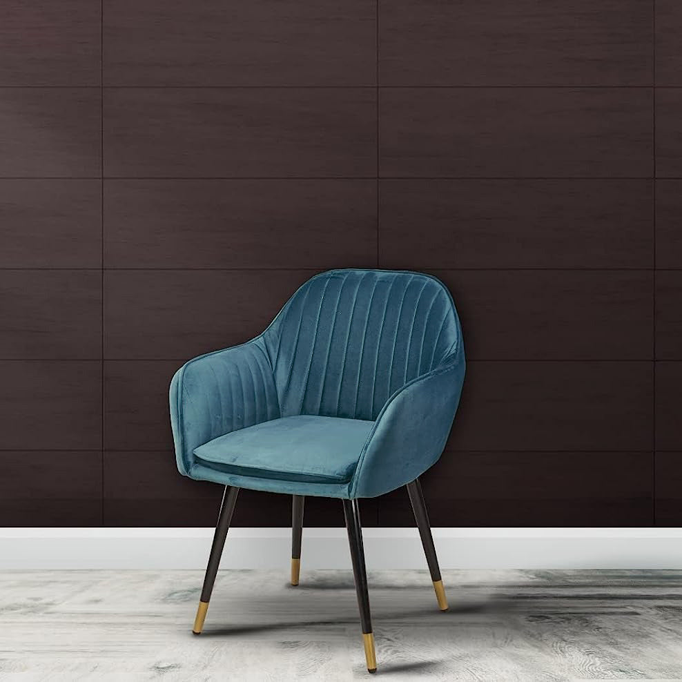 Velvet Dining Chair, Metal Legs Bracket, for Living Room Kitchen and Breakfast Armchair