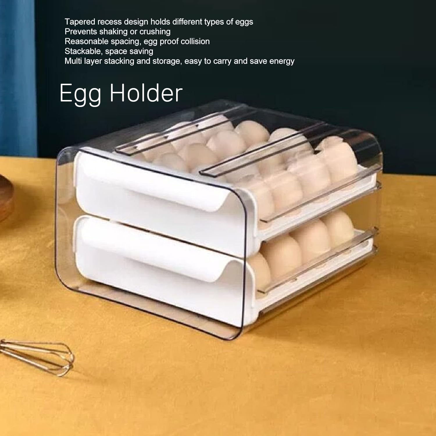 Airtight Drain Food Storage Container with Lid & Removable Compartment Kitchen Stackable Freezer Fridge Organizer Set of 6 Pcs