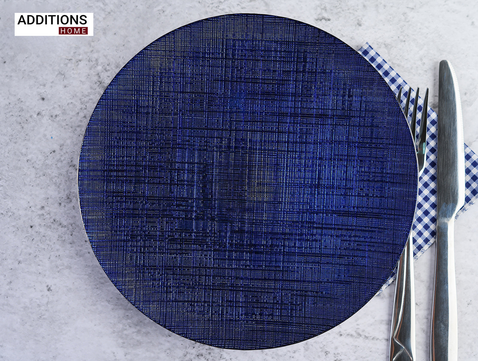 Pack of 6 , 13" Round Blue Rim Glass Charger Plates