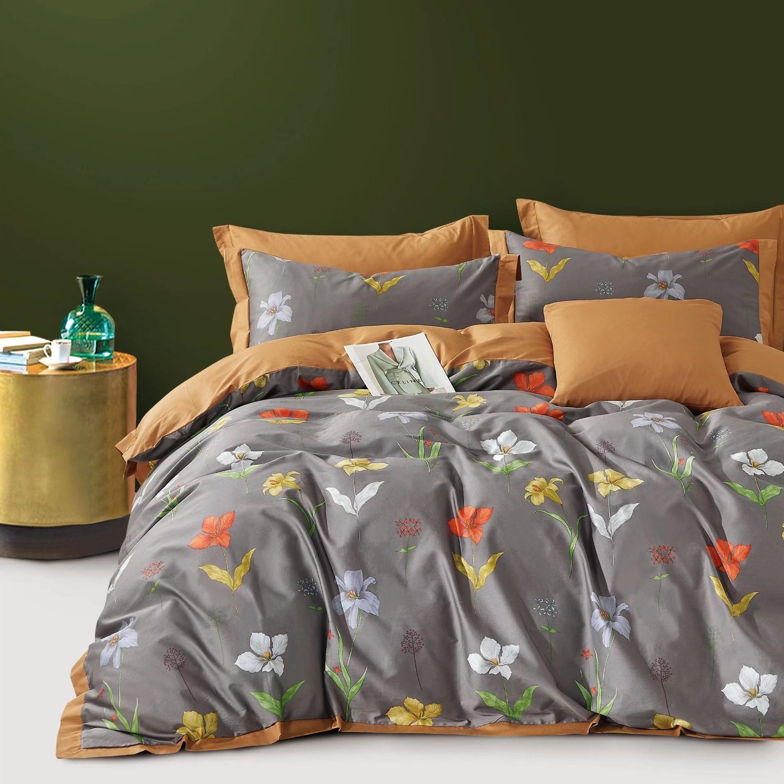 100% Pure Cotton 400 TC King Size Double Bedsheet Digital Print - 275 X 275 CM with 2 Pillow Covers - 3 Pcs Set