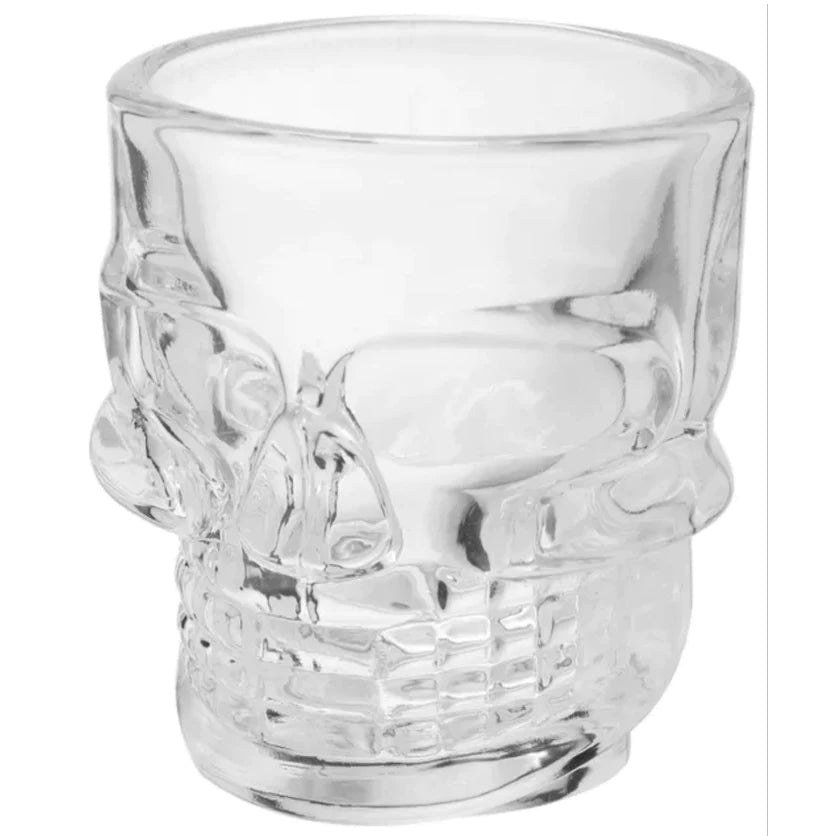 SKULL SHAPE CRYSTAL CLEAR GLASS SHOT GLASS SET OF 6 PCS 65 ML