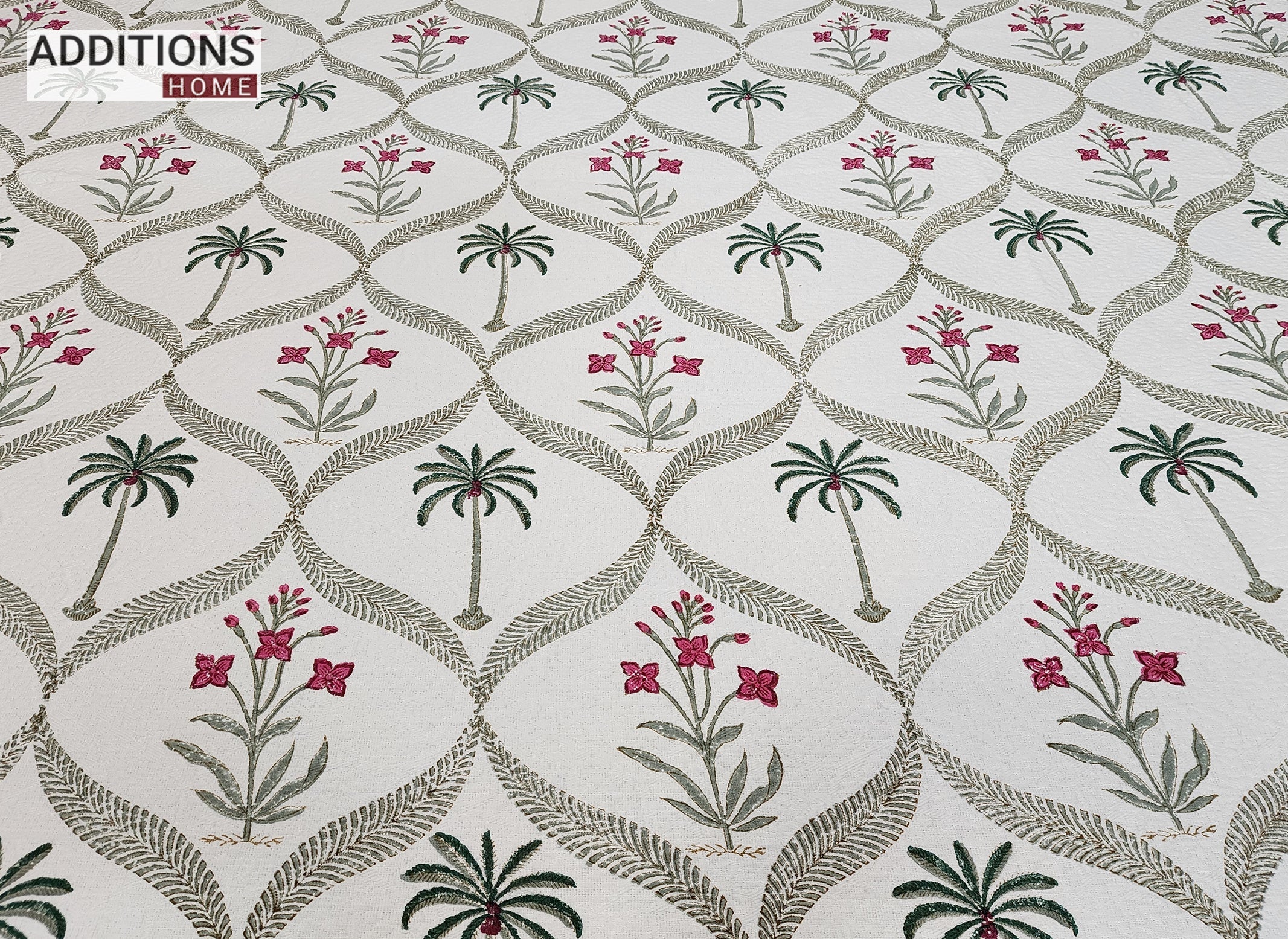 Mysore Hand Block Printed Jacquard Bed Cover with complementing Pillow Covers, 108x108