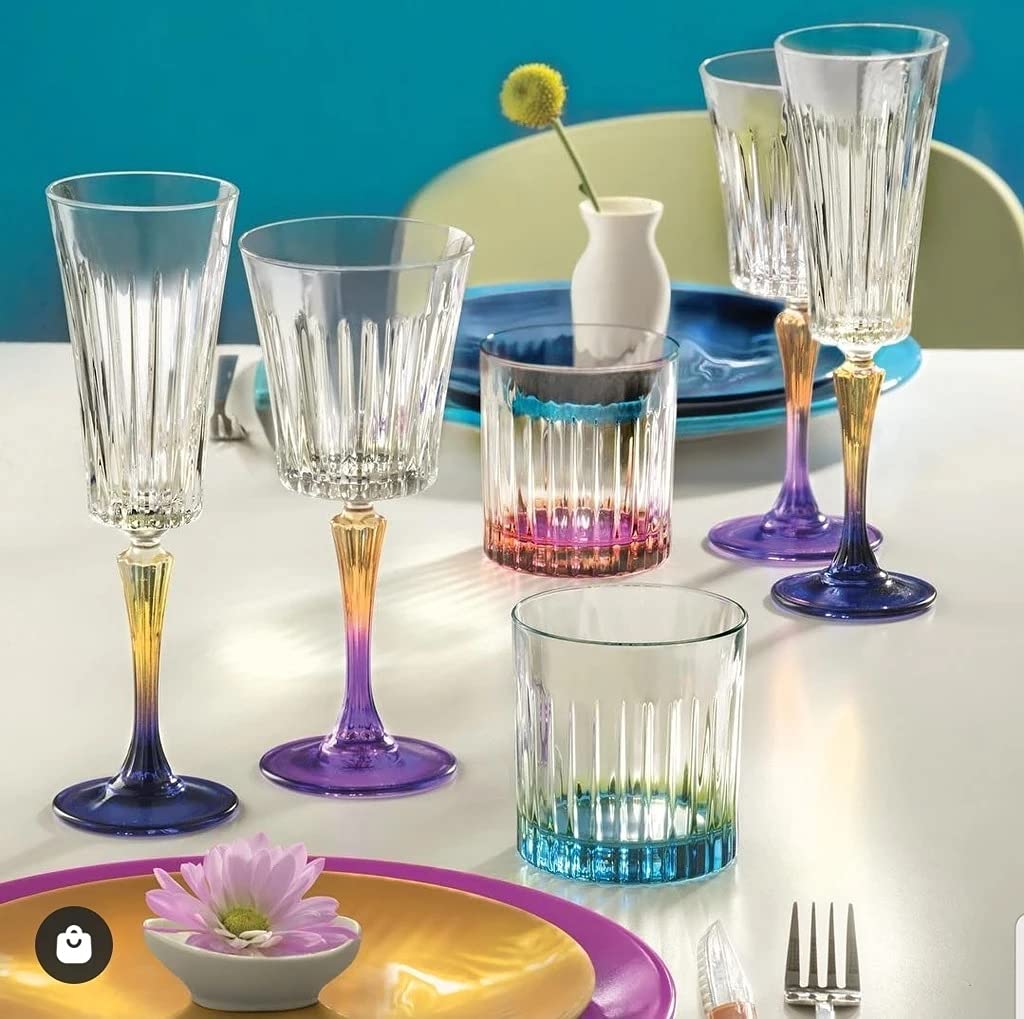 RCR (Made in Italy) Gipsy Colour Whisky Water Tumblers Glasses, 360 ml, Set of 6