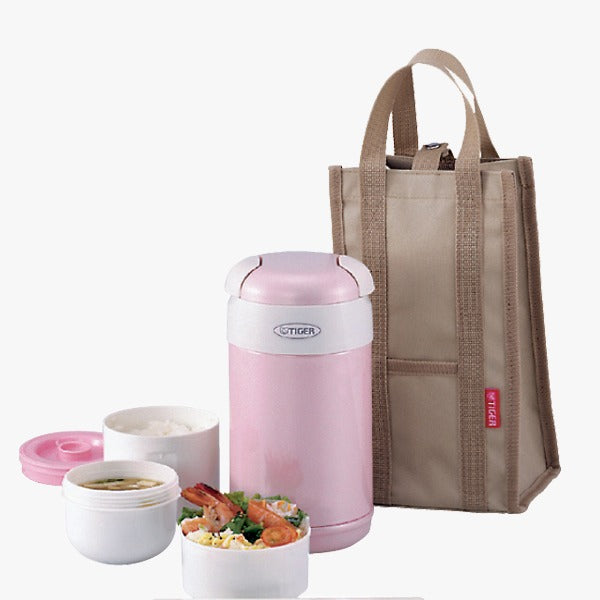 Light Pink Tiger Insulated Lunch Box with Bag – Made in Japan | Perfect for Gifts & Bulk Orders