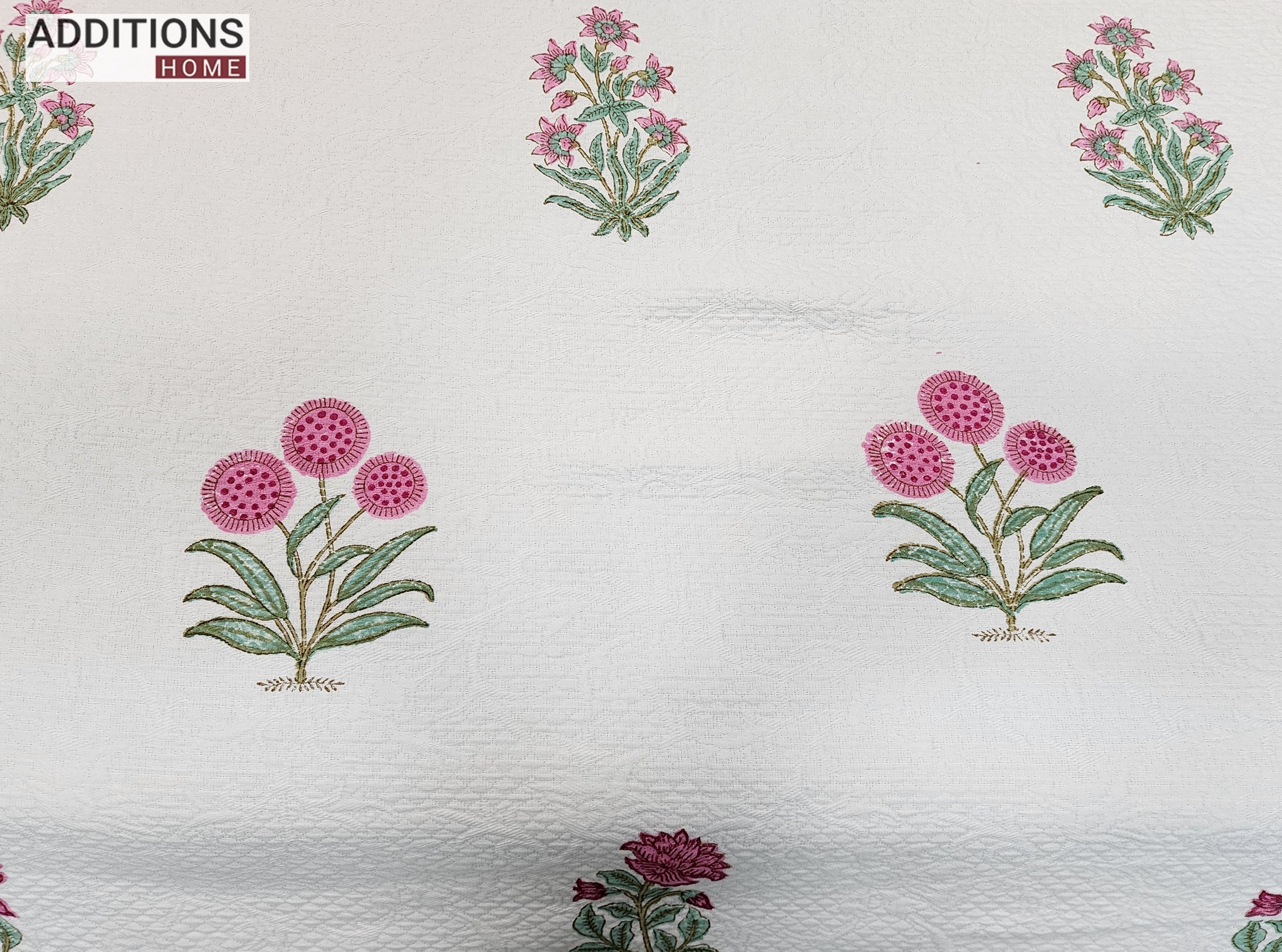 Mysore Hand Block Printed Jacquard Bed Cover with complementing Pillow Covers, 108x108