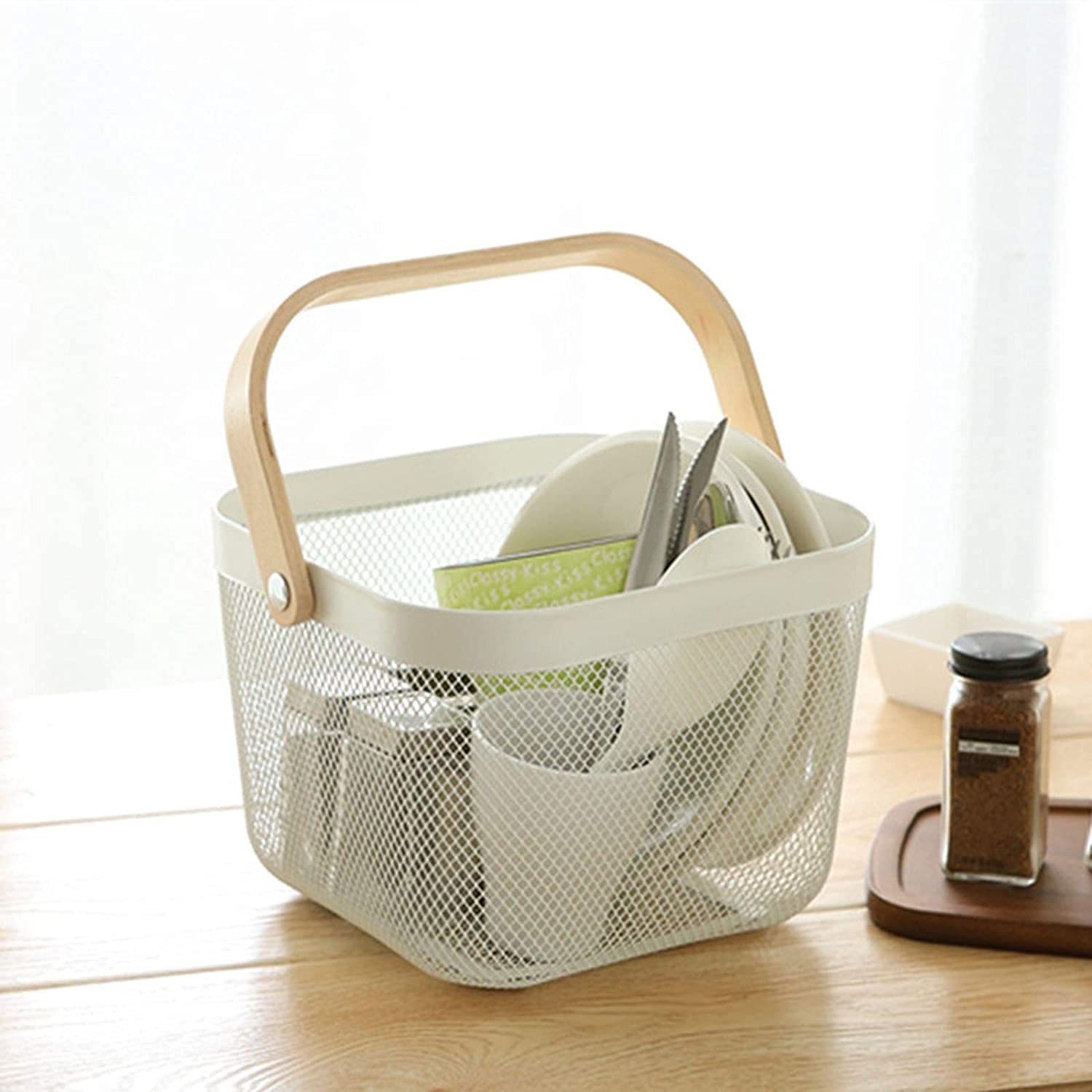 Bamboo Handle Multi-functional Hanging Basket