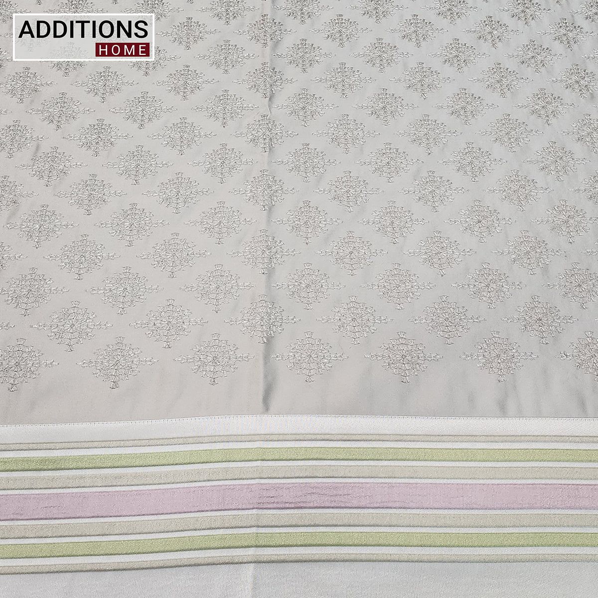 Intricately Embroidered Linen Fabric Bedcover, Dressed With Satin Borders To Make Your Room Look Royal (King Size) Set of 5