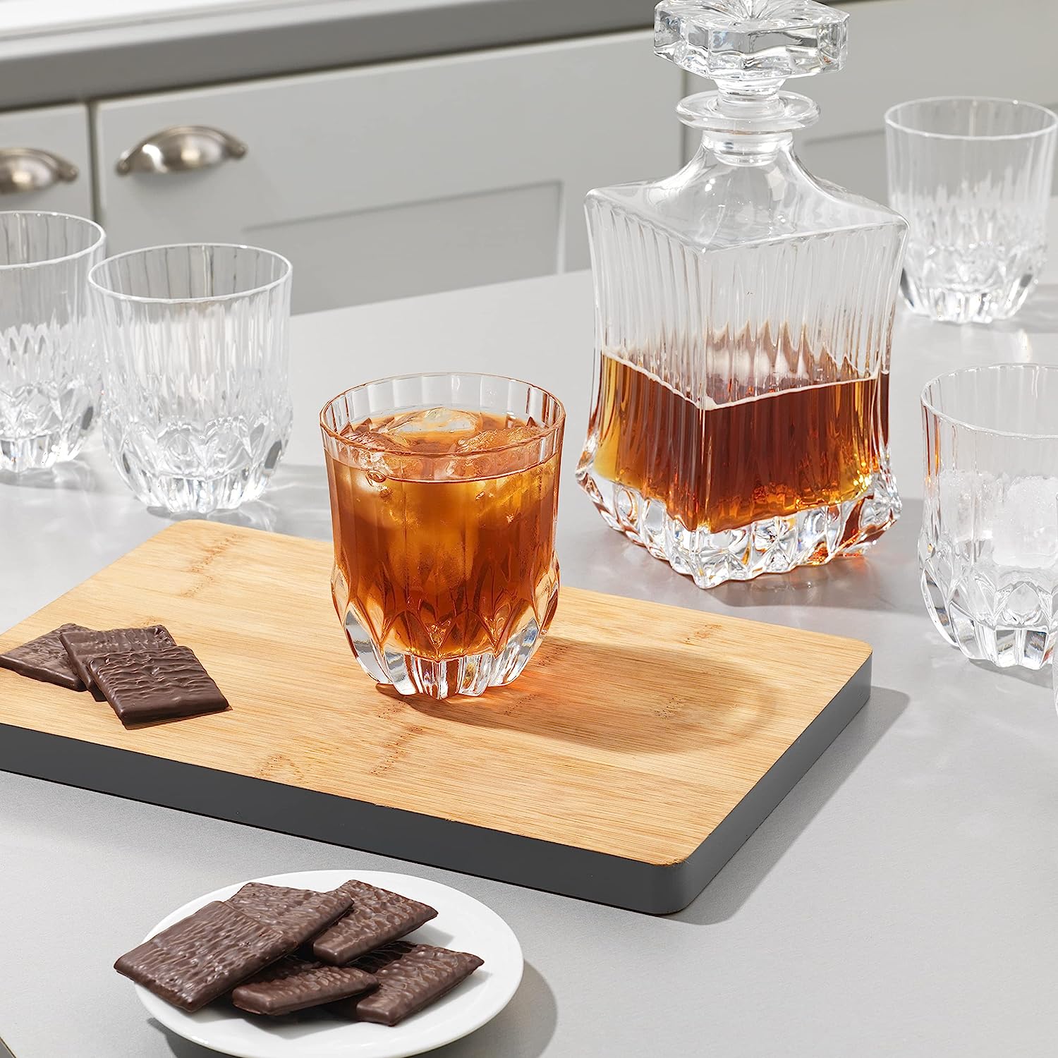 RCR (Made in Italy) Adagio Crystal Short Whisky Water Tumblers Glasses, 350 ml, Set of 6