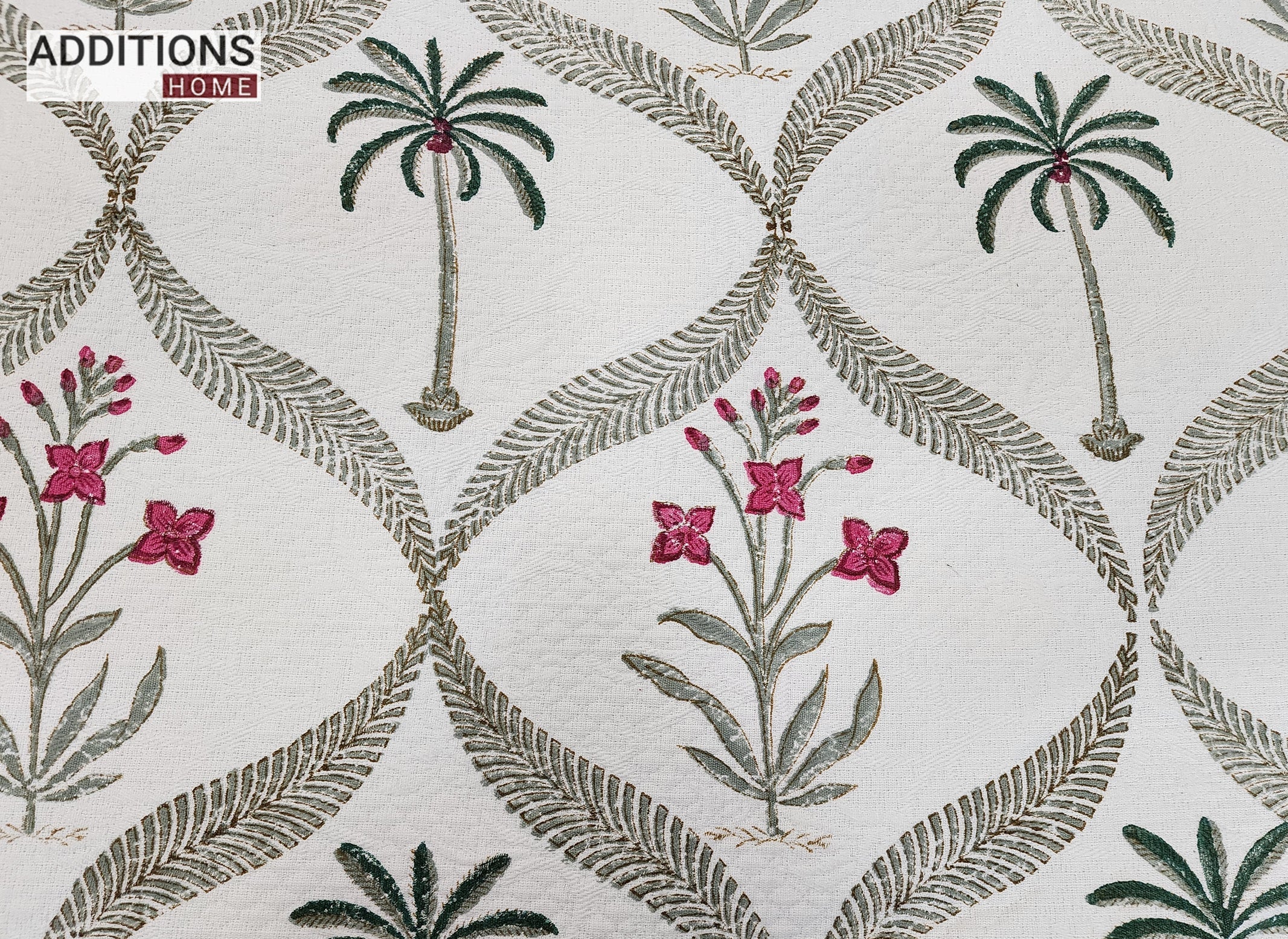 Mysore Hand Block Printed Jacquard Bed Cover with complementing Pillow Covers, 108x108
